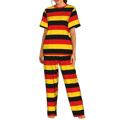 Pyjama court femme grande taille S au 3XL imprimé drapeau allemand confortable