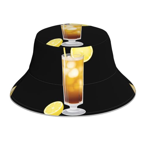 WHJSSF Chapeau cloche réfléchissant motif thé citron glacé pour homme et femme pour voyage, camping, activités de plein air