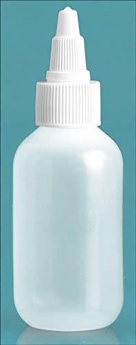 2 oz Natural LDPE Boston Rounds w/White Twist Top Caps