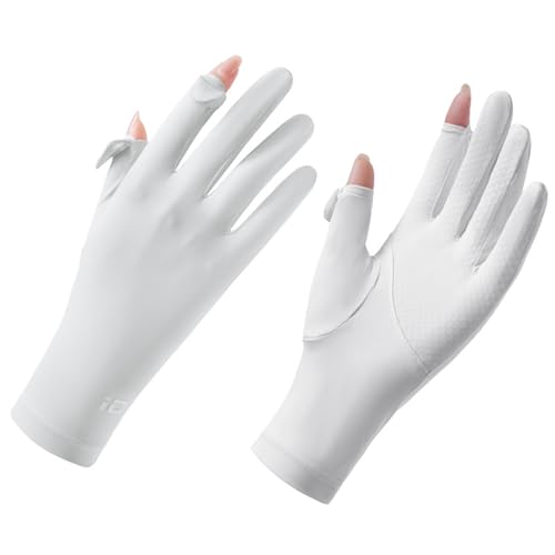 Lifup Summer UPF 50+ Women Sun Gloves with Full Finger Coverage White 4 One Size
