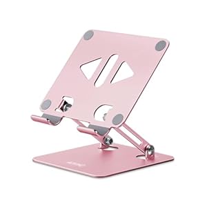 Tablet Stand Holder for Desk, Adjustable Desktop Tablet Holder, Foldable Aluminum Tablet Mount for iPad pro 12.9, iPad Air Mini, Samsung Galaxy Tabs Z Fold Kindle Fire(4-13 inch) (Rose Gold)
