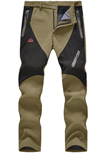 [YSENTO] メンズ 防寒パンツ 裏起毛 トレッキングパンツ 登山パンツ 通気性 撥水ズボン 保温 ソフトシェルパンツ 釣り キャンプ 秋冬用 07-カーキ 3XL