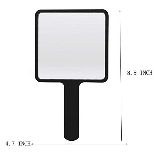 2Pcs Rectangle Handheld Mirror Hand Mirror Travel Handheld Mirror Cosmetic Mirror With Handle (Black) #TOP1