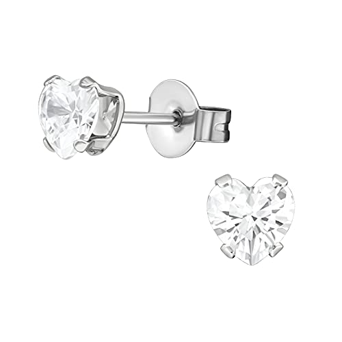 Image of Hypo-Allergenic Surgical Stainless Steel Stud Earrings with 5mm Love Heart CZ Crystals by Kate Benson