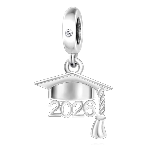 BSFJTY S925 Sterling Silver 2026 Graduation Charms Graduation Cap Book Charm Suitable for Pandora Bracelet Jewelry for Making Girlfriends College