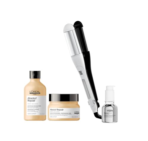 SteamPod 4 - Lisseur Boucleur Vapeur Professionnel, Protection de la Fibre, Tenue Longue Durée, Outil + Soin Lissant Concentré + Routine Absolut Repair,...