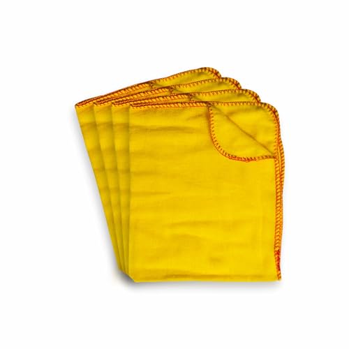 Image of HIFSA Yellow Dusters Cotton Cleaning Cloth Heavy Duty Kitchen Dusting Cloth Multi-Surface Reusable Washable Dusting Cloth Lint Free Thick & Soft For Window TV Kids Table Glass Kitchen (Pack of 10)
