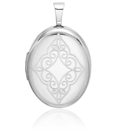 IceCarats 925 Sterling Silver Filigree Medium Oval Scrollwork Photo Locket