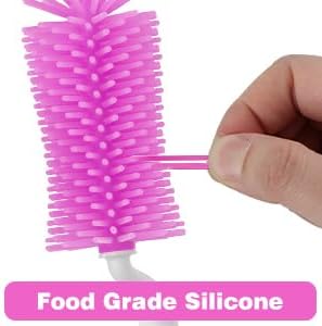 Miniatura 8 de Juego de cepillos para biberones con estante de secado, kit limpiador de biberones de viaje con cepillo para biberones, cepillo limpiador de