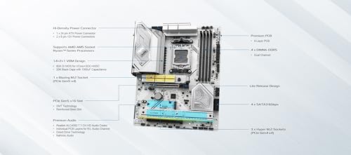 Image of ASRock B850 Steel Legend WiFi AMD AM5 ATX Motherboard, Supports AMD Ryzen 9000 /8000 /7000 Series Processors, DDR5 8000+ (OC), PCIe 5.0, 2.5G LAN, WiFi 7, 14+2+1 Power Phase