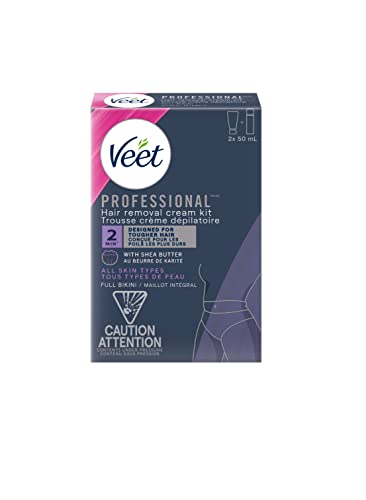 Veet - VEET Professional Hair Removal Cream Full Bikini Kit, 2 Min Fast Action Hydrating & Moisturizing Hair Remover with Shea Butter and Natural Moisturizer for All Skin Types Including Sensitive, 2 x 50 mL