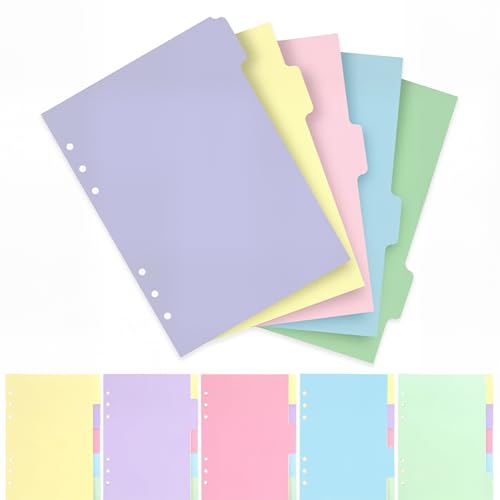30 Blätter Trennblätter A5 6 Loch, Ordner Register A5 Farbige Index Teiler Personalisiert Ringbuch Register Planer für Notizbuch Loseblatt Personal Organizer 21x15cm