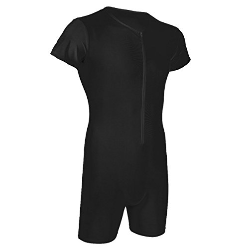 iiniim Herren Body Zip Einteiler Herrenbody Männerbody Elastisches Overall Fitness Sportbody Unterhemd Unterwäsche M-XXL A Schwarz XL