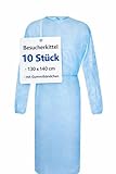 BUXMED 10 Stück Einweg Besucherkittel Blau – Schutzkittel, Op Kittel, Krankenhaus Kittel, Patientenkittel, Schutzkittel Einweg für Praxis, Pflege & Lebensmittelbereich
