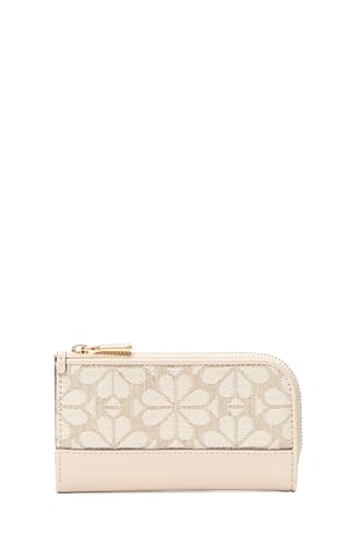 kate spade new york Devin Spade Flower Jacquard Small Slim Bifold Wallet, Natural Multi