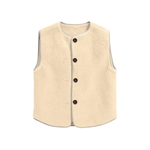 Womens Sherpa Fleece Vest Button Front Crew Neck Trim Casual Fall Layering - image 9