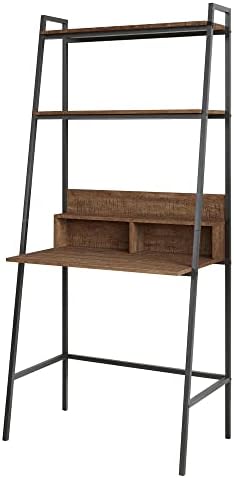 VIFAH District Indoor Metal 2-Tier Ladder w/Desk, 33 x 19.5 x 71, Walnut