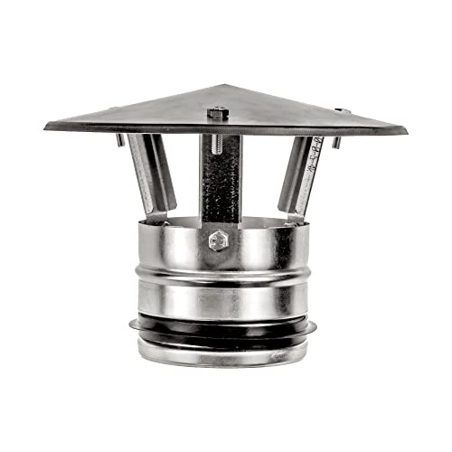 4 Inch Galvanized Steel Rain Cap - Round Roof Chimney Cap - Vent Roof Cover - Rubber Gasket For Best Fit - Moisture And Hot Air Exhaust - Metal Flue Cap #TOP1