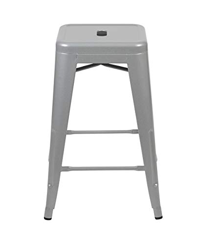 Flash Furniture Lily 24" High Metal Counter-Height, Indoor Bar Stool In Silver - Stackable Set Of 4 #TOP5