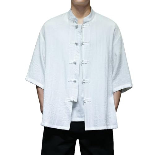 Camisa de lino holgada contra el calor que soluciona la sudoración con estilo chino retro