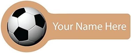 Name Labels, Stick on Name Labels, cappuccion Football Big icon, 40 Pack with Over laminates. Choose Your Label Colour!