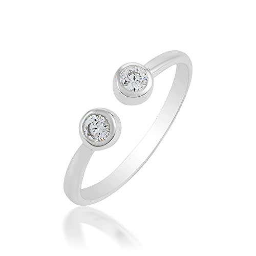 Bague cristal de quartz bague ouverte argent 925 empilable
