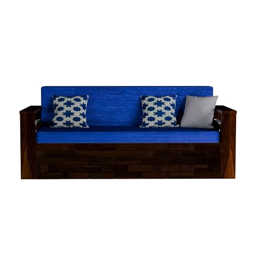 Image of Mamta Furniture Solid Wood Foster 3 Seater Sofa Cum Bed with 40 Density Cushions for Living Room, Three Seater Queen Size Sofa Bed for Home, Sofa Com Bed, Sheesham Wood Dark Walnut