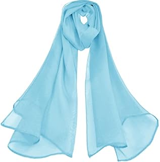 Mirror Fashion Women Lovely Plain Soft Long Sheer Chiffon Neck Head Scarves, 45cm X 160 cm (18" x 63") Soft Fabric