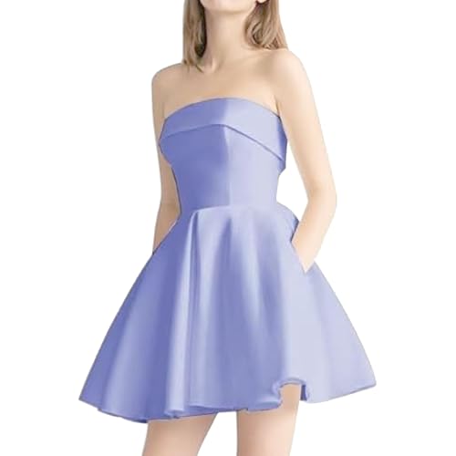 Mini robe élégante dos nu bleu clair unie style bal de fin d'année