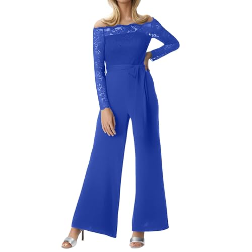 Combinaison été femme salopette chic épaules dénudées pantalon droit dentelle