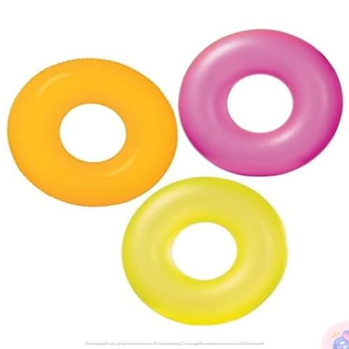 Image of Neon Frost 91cm Matte Inflatable Swimming Ring | Durable Pool Floater For Kids & Adults| Blow-Up Swim Tube For Summer Fun, Beach, Lake Party | Lightweight Water Floating Lounge (Pack Of 1)