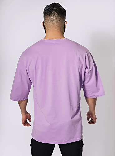 LEOTUDE Cotton Blend Half Sleeve Dragon Printed Oversized T-Shirts for Men