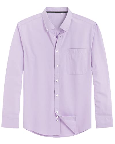 Image of J.VER Men's Oxford Shirt Solid Casual Button Down Collar Shirts Long Sleeve Dress Shirts with Pocket