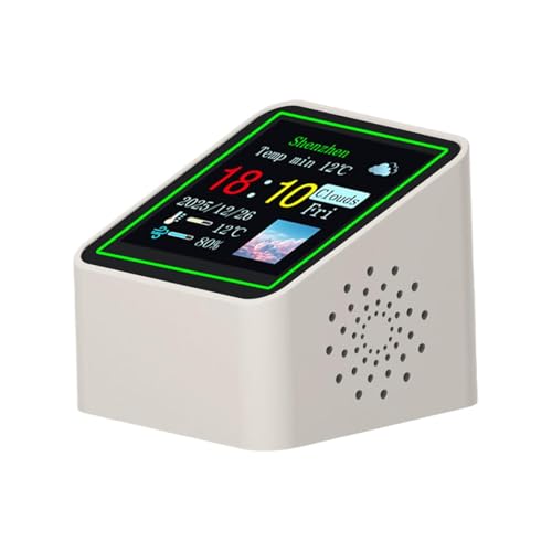 DAWCBVJQ Horloge avec météo | Moniteur de température et humidité pour Bureau - Petite Horloge météo numérique - pour Chambre, Maison, Cuisine, Bureau, Garage, Salle de Classe