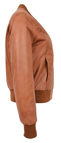 Veste bomber en cuir marron taille 42 style universitaire - 4