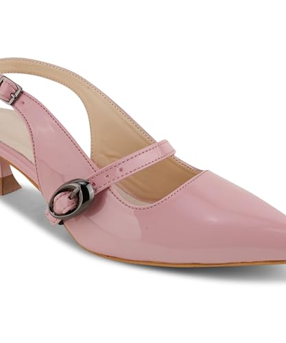 Image of JM LOOKS Women Pointed Toe Slingback Kitten Heels Fashion Buckle Strap Elegant Dress Pumps Shoes