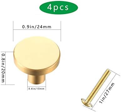 4PCS Round Wardrobe Handles, Gold Cabinet Dressing Table Drawer Wardrobe Door Handle, Home Decoration with Screws20 * 24mm