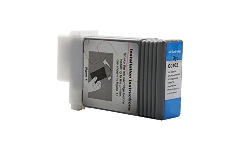 Compatible with Canon Imageprograf IPF 750 MFP M 40 Ink Cartridge Cyan - PFI-102C / 0896B001 - Inhalt: 130 ml