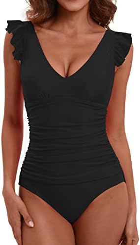 Women's Ruffled One Piece Swimsuit Tummy Control Bathing Suits Sw...