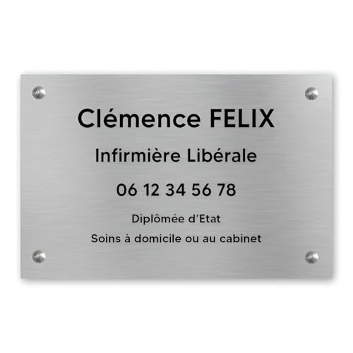 Plaque infirmière libérale PVC argent DECOHO avec vis
