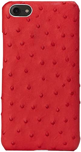 Coque iPhone SE 2022 en cuir d'autruche rouge luxe et antichoc