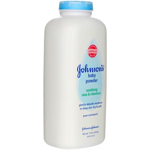 Image of Johnson's Baby Powder with Naturally Derived Cornstarch Aloe & Vitamin E, Hypoallergenic, 15 oz