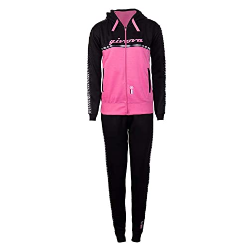 GIVOVA TUTA DONNA 101 CON BANDA E CAPPUCCIO IN FLEECE NERO/FUXIA Tg. XL