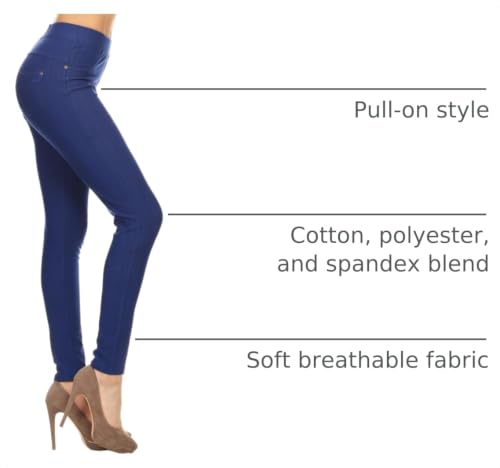 Image of Leggings Depot Women's Cotton Blend Stretch Pull-on Jeggings Casual Pants with Pockets (Available in Plus Size)