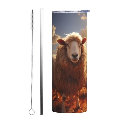 QAZWZML Taza de viaje de acero inoxidable de oveja australiana con un cuerpo recto impreso adecuado tanto para bebidas frías como calientes