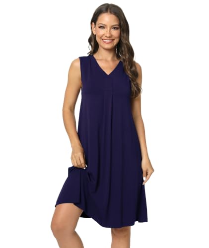 Image of GYS Cooling Bamboo Viscose Nightgowns for Women, Lightweight Sleeveless V Neck Sleep Shirt for Hot Sleepers, Soft Night dress