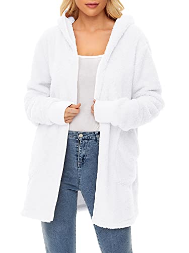 Image of Century Star Women Fleece Cardigan Hooded Loose Fuzzy Cardigan Coat Womens Fuzzy Jacket Outwear