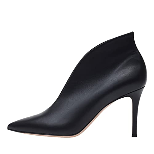 Zapatos de Mujer Botines de tacón Fino cómodos Botas Tobillo Tacón de Aguja Botines Lateral Estilete Puntiagudo Botas Cortas Botas Elegantes Cómodos Cover