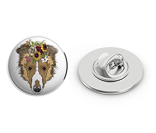 Cute Realistic Puppy Dog with Hipster Flower Crown Cartoon Art - Lassie Hound Round Metal 0.75