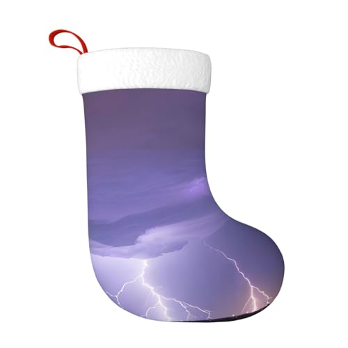 WHJWZY Calcetín decorativo de Navidad, para días festivos, fiestas, Navidad, Halloween y Año Nuevo, impresiones de tormenta de rayo